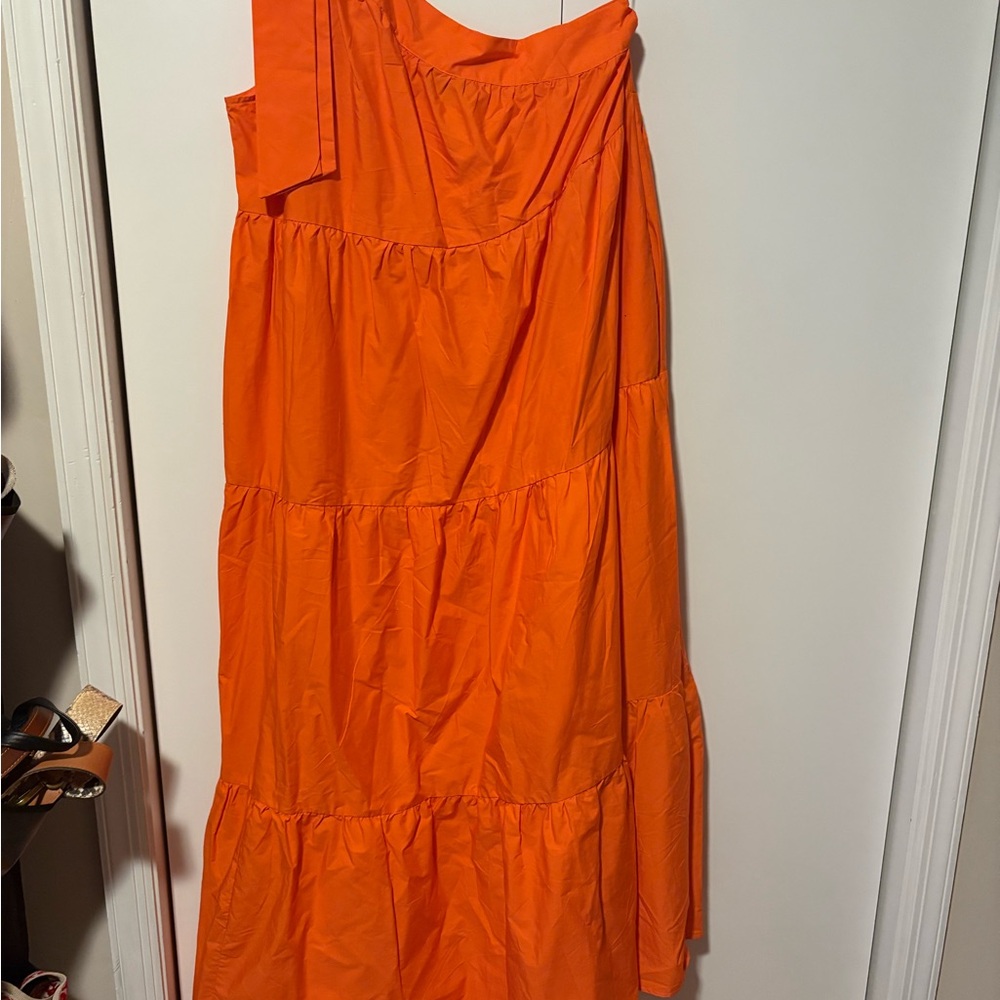 Vibrant Orange Who What Wear One Shoulder Maxi Dress